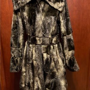 Laundry by Shelli Segal Faux Fur Flare Brown Coat